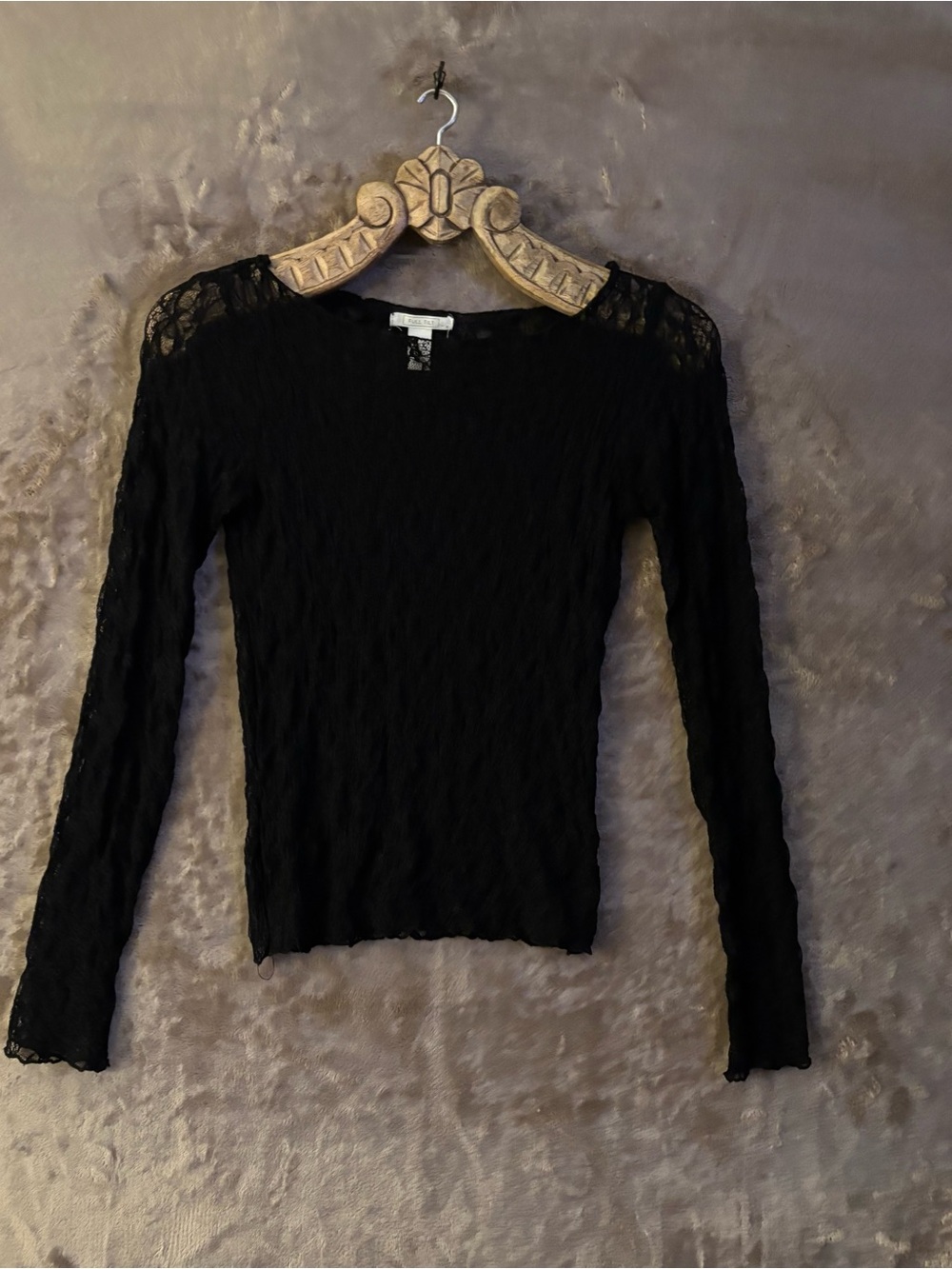 Full Tilt Black Lace Long-Sleeve Top Women’s Size M